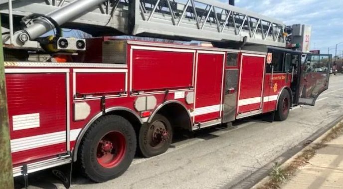 A Chicago fire truck lost a tire on the city’s Northwest Side, damaging two vehicles in the process. It had been in service since 2005.