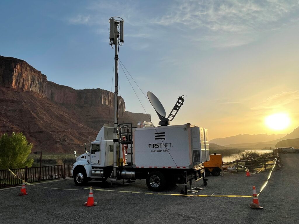 FirstNet satellite truck deployed in the field